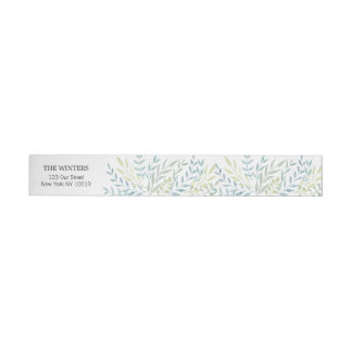 Bande Pour Adresse Feuilles aquarelle en Mariage teintes vertes