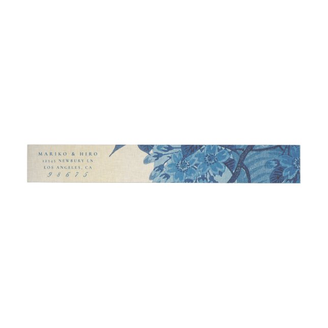 Bande Pour Adresse Fleur de cerisier bleu japonais antique (Individual)