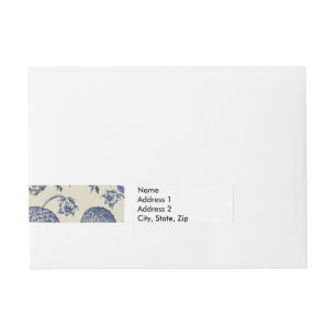 Bande Pour Adresse Flore d'impression florale de fleurs bleues antiqu