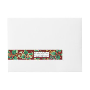 Bande Pour Adresse Holly Foliage Burgundy Gold RSVP Adresse de retour