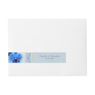 Bande Pour Adresse Invitation Floral Orchidée bleu moderne or Trim