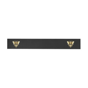 Bande Pour Adresse Logo Faux Gold Foil Bee Polygonal sur Noir