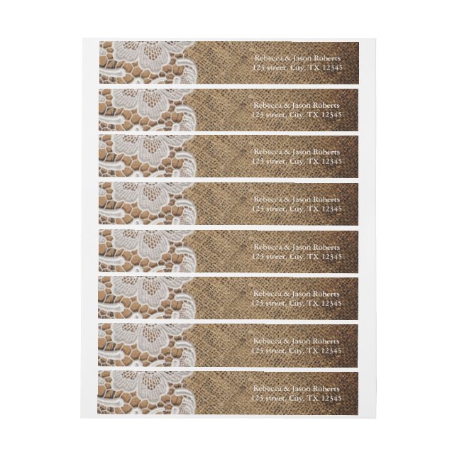 Bande Pour Adresse mariage campagnard de l'ouest rustique burlap et d (Feuille)