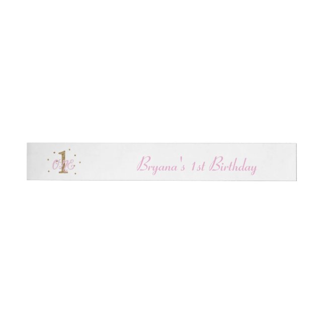 Bande Pour Adresse Pink & Gold Girls ONE 1er anniversaire (Individual)