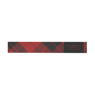 Bande Pour Adresse Red Black Tartan Christmas Adresse personnalisée