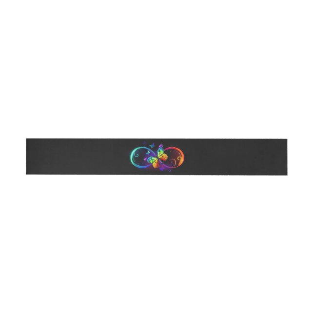 Bande Pour Adresse Vibrant infinity with rainbow butterfly on black (Individual)