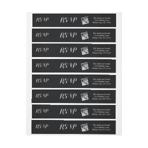 Bande Pour Adresse Votre photo Mariage RSVP Black
