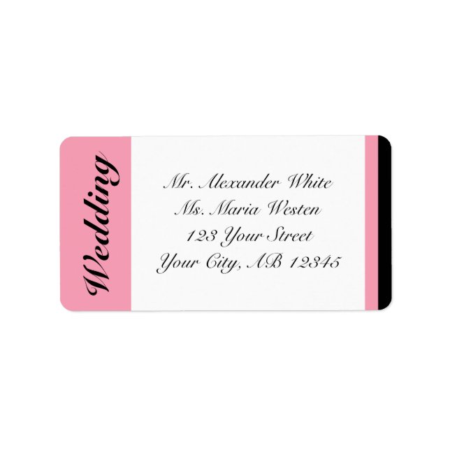 Bande rose avec Étiquettes de adresse Mariages noi (Devant)