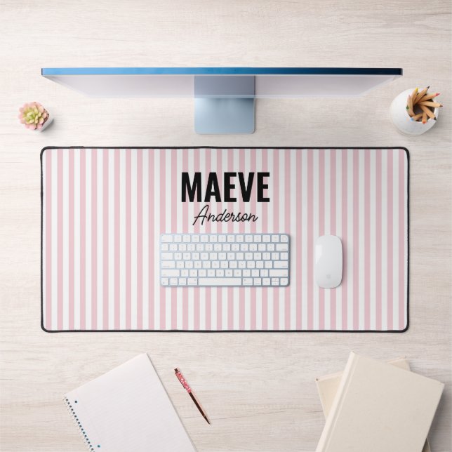 Bande rose et blanc personnalisées moderne élégant (Bureau 1)
