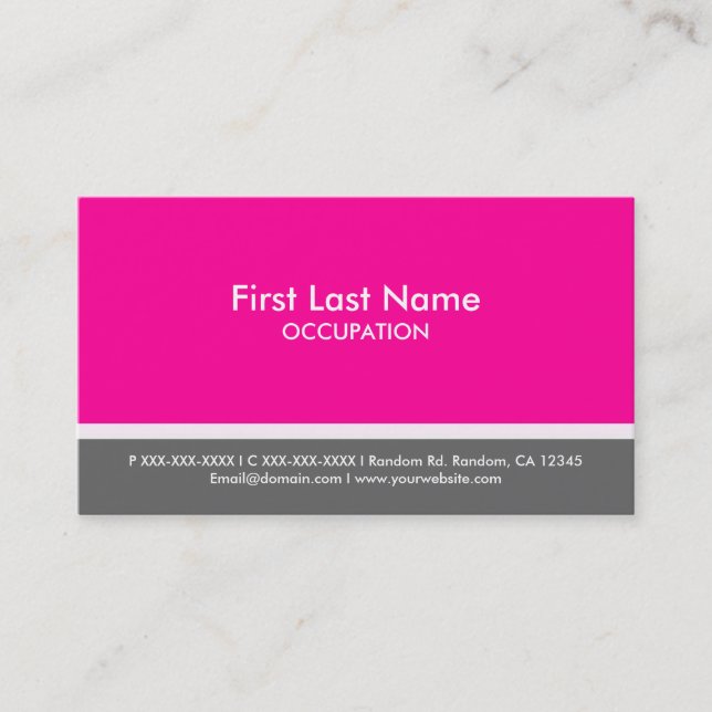 Bande rose gris simple cartes de visite personnali (Devant)