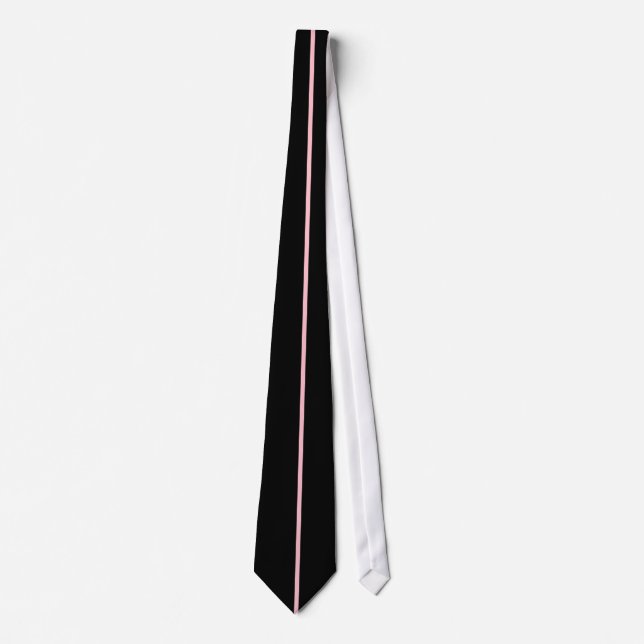 Bande rose simple sur Cravate noire (Devant)