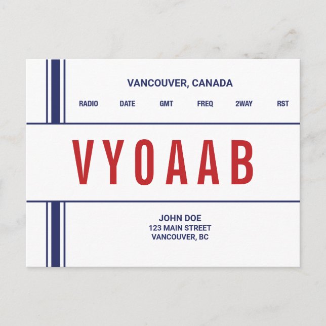Bande Stylisée Rétro Carte QSL (Devant)
