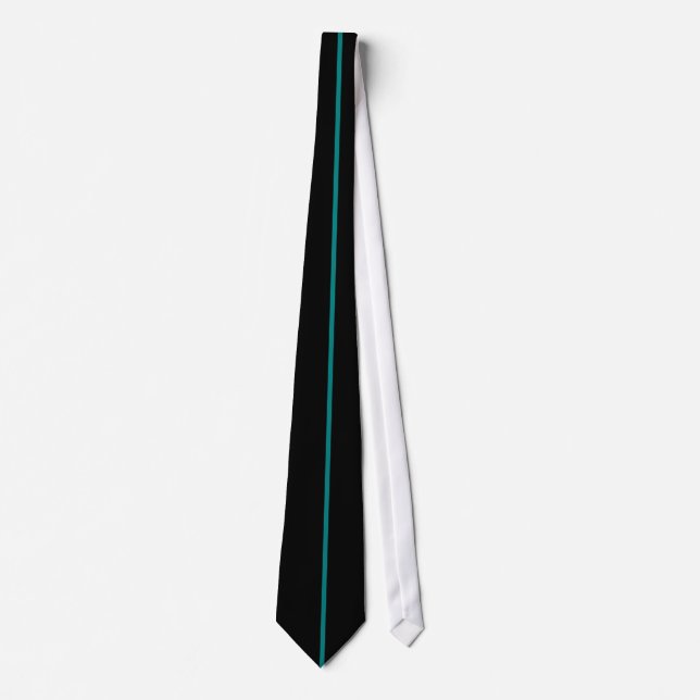 Bande Turquoise unique sur Cravate noire (Devant)