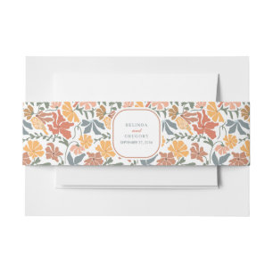 Bandeau De Faire-part Abstrait Floral & Oiseaux Mi-siècle Mariage modern