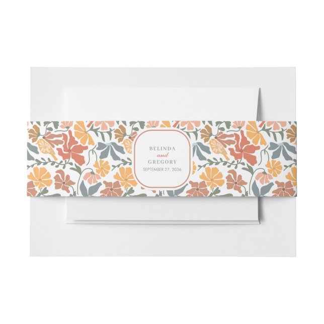 Bandeau De Faire-part Abstrait Floral & Oiseaux Mi-siècle Mariage modern (Devant Example)
