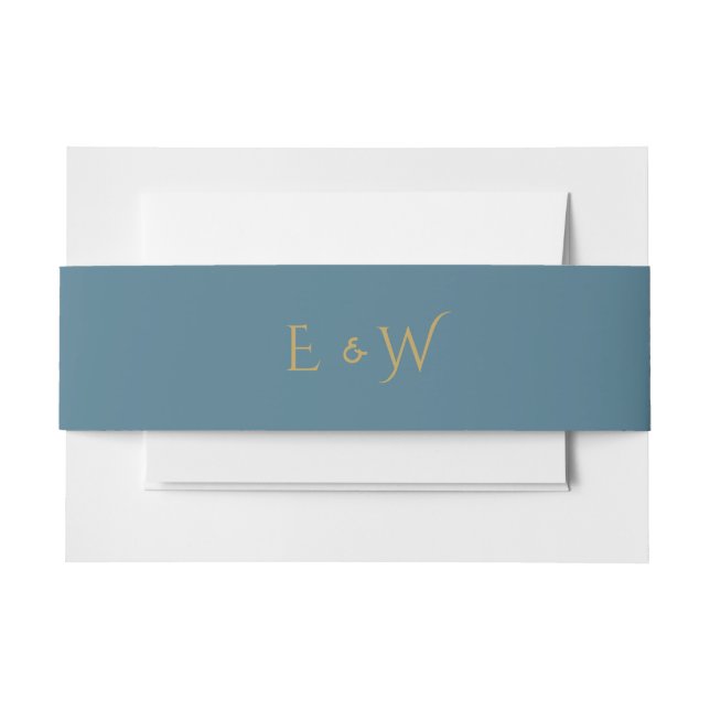 Bandeau De Faire-part Accessoire d'invitation pour monogramme d'or turqu (Devant Example)