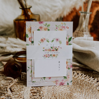 Bandeau De Faire-part Afterglow Monogram | Romantic Floral Wedding