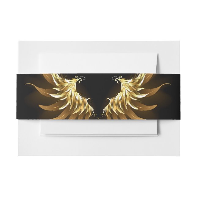 Bandeau De Faire-part Ailes d'Ange d'or sur arrière - plan noir (Devant Example)