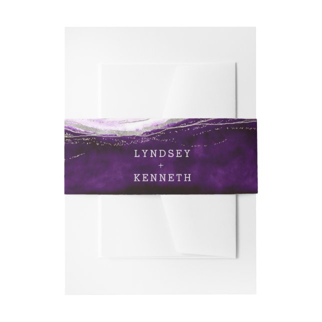 Bandeau De Faire-part Amethyst Purple & Silver Geode Mariage Monogramme (Devant example)