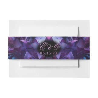 Bandeau De Faire-part Améthyste foncée Boho Sorcière Cristaux Mariage No
