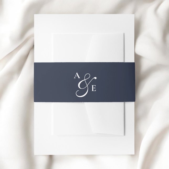 Bandeau De Faire-part Amperson de script de monogramme bleu marine (Créateur téléchargé)