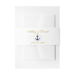 Bandeau De Faire-part Ancre bleu marine Mariage or