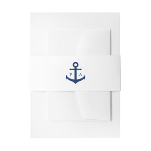 Bandeau De Faire-part Ancre bleu marine Monogramme Mariage nautique