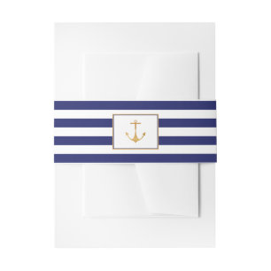 Bandeau De Faire-part Ancre d'or nautique vintage, marine et Mariage d'o