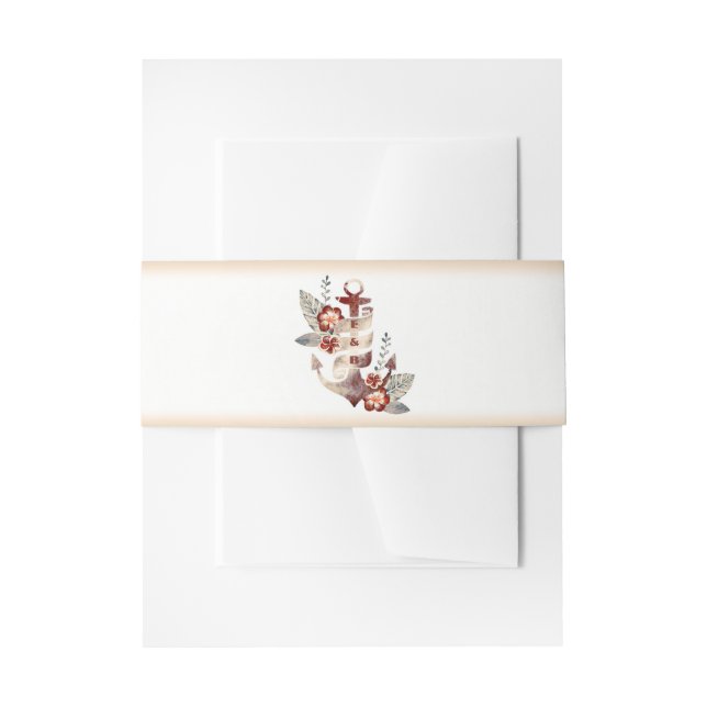 Bandeau De Faire-part Ancre florale nautique mariage plage (Devant example)