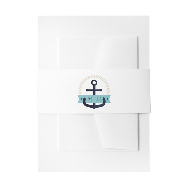 Bandeau De Faire-part Ancre marine moderne Monogramme nautique Mariage I (Devant example)