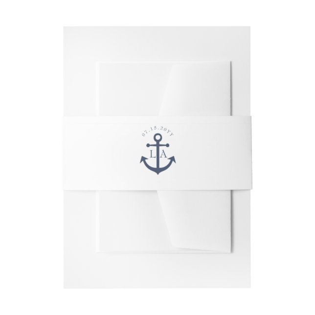 Bandeau De Faire-part Ancre marine nautique Mariage de monogramme (Devant example)
