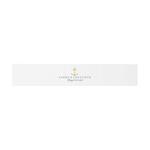 Bandeau De Faire-part Ancre nautique de bleu marine d'or et   épousant