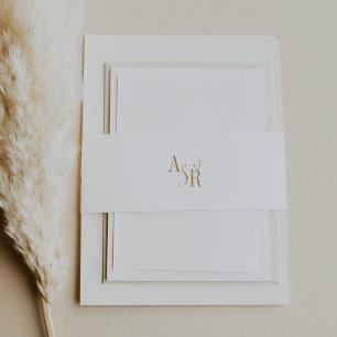 Bandeau De Faire-part ANDREA Monogramme Or Simple Minimal Mariage offici