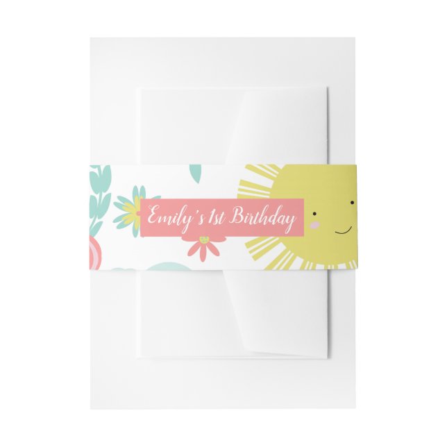 Bandeau De Faire-part Anniversaire floral arc-en-ciel Sunshine (Devant example)