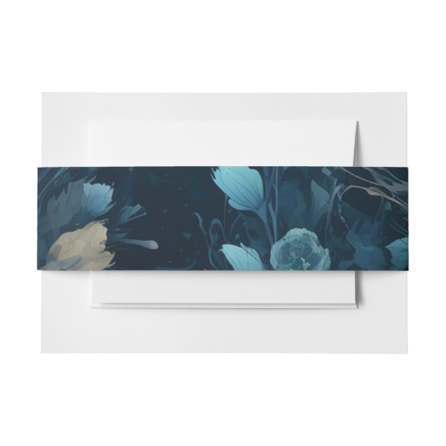 Bandeau De Faire-part Aquamarine foncée et Mariage Floral bleu Turquoise (Devant Example)