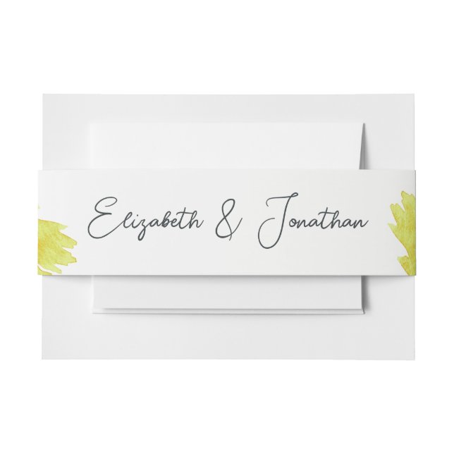 Bandeau De Faire-part Aquarelle Abstraite bleu Jaune Art Mariage unique (Devant Example)