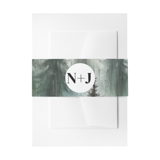 Bandeau De Faire-part Aquarelle Arbres Rustique Wilderness Mariage (Devant example)