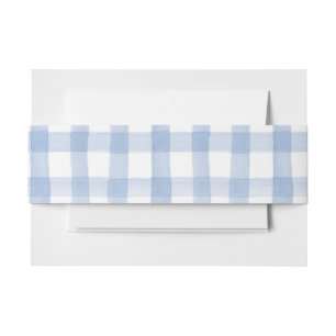Bandeau De Faire-part Aquarelle bleu et blanc En vichy
