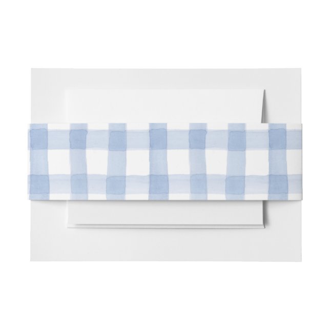 Bandeau De Faire-part Aquarelle bleu et blanc En vichy (Devant Example)