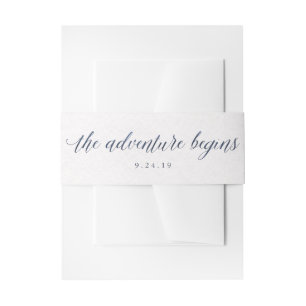 Bandeau De Faire-part Aquarelle Bleu Texte L'aventure commence Mariage