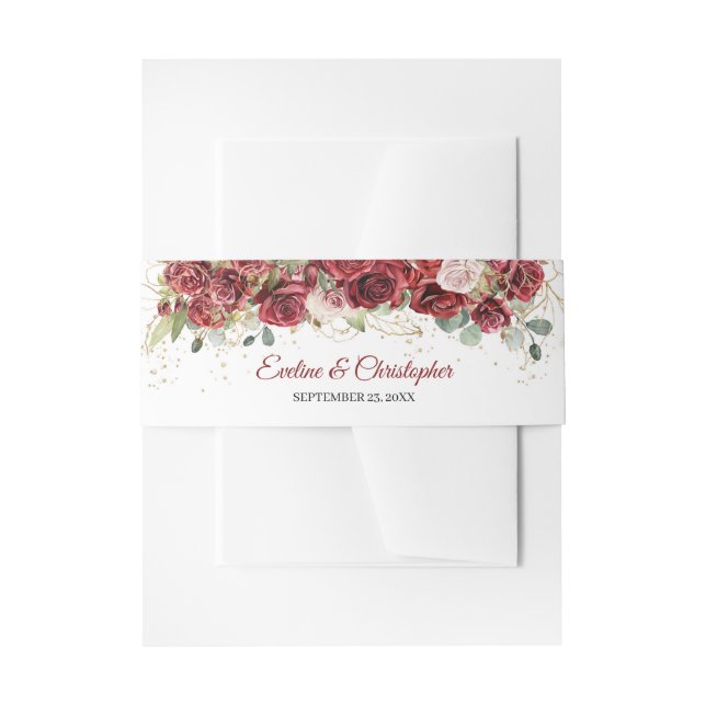 Bandeau De Faire-part Aquarelle bordeaux et rougir rose eucalyptus (Devant example)