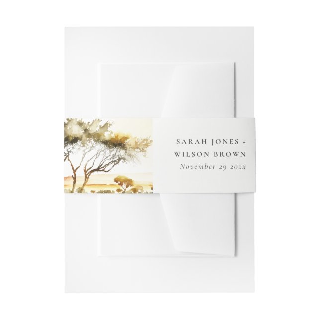 Bandeau De Faire-part Aquarelle en terre bouillie Mariage paysager afric (Devant example)