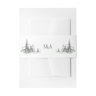 Bandeau De Faire-part Aquarelle Fir Trees Mariage d'hiver