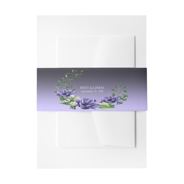 Bandeau De Faire-part Aquarelle Fleurs violettes Invitation Bande de ven (Devant example)