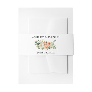 Bandeau De Faire-part Aquarelle Floral Coral Mariage élégant
