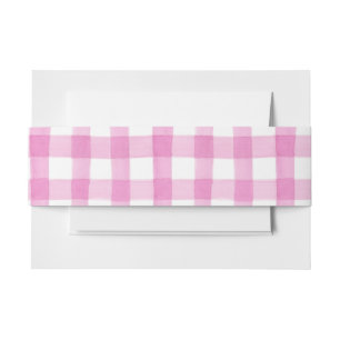 Bandeau De Faire-part Aquarelle Floral Garden Party En vichy rose