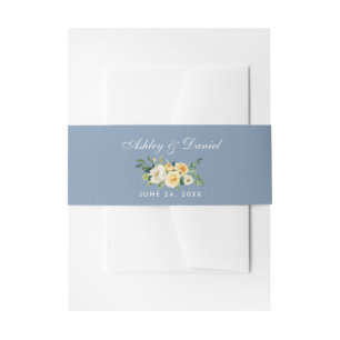 Bandeau De Faire-part Aquarelle Floral Jaune Blanc Duché Bleu Mariage