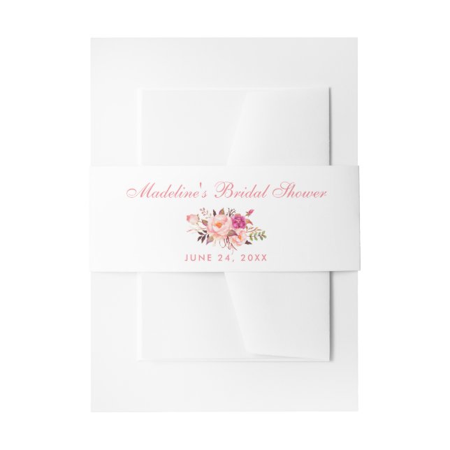 Bandeau De Faire-part Aquarelle Floral rose Fête des mariées (Devant example)