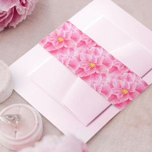 Bandeau De Faire-part Aquarelle florale de fleur de Camellia motif rose