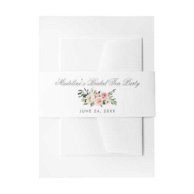 Bandeau De Faire-part Aquarelle Florale rose Silver Bride Tea Party (Devant example)
